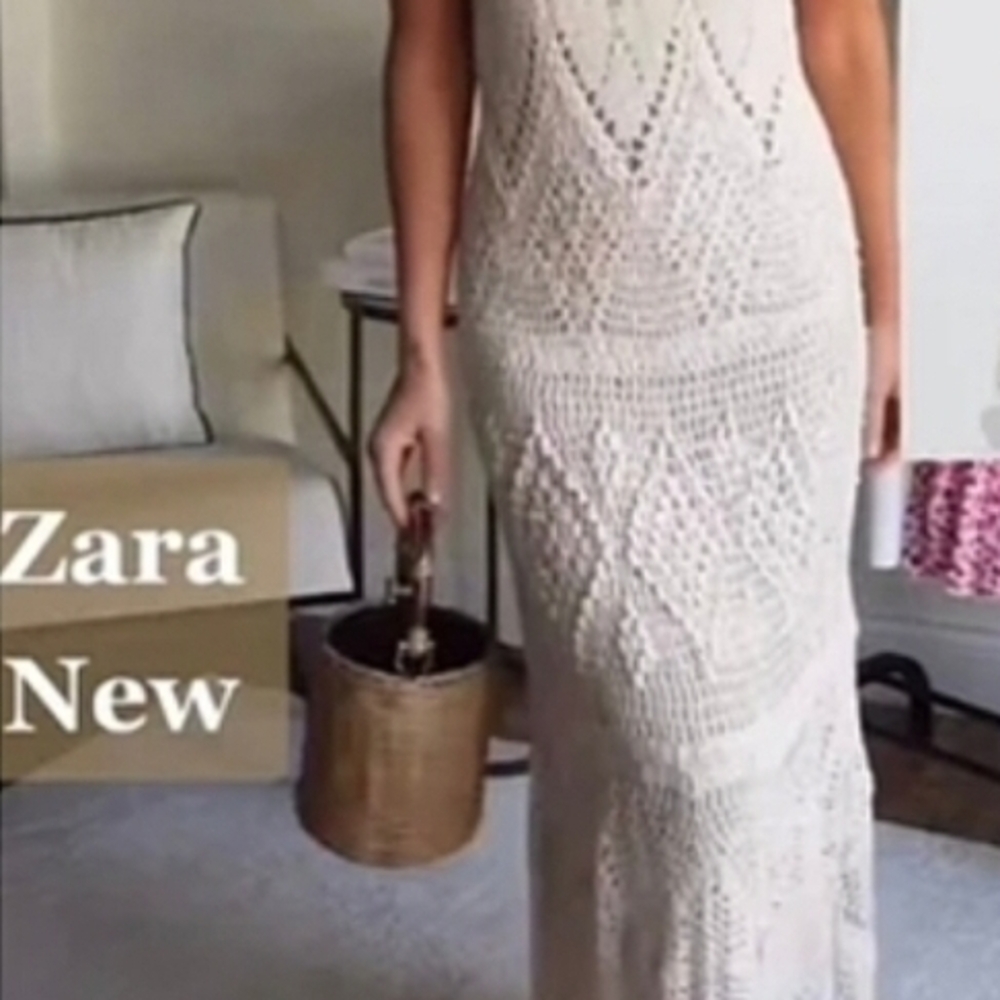 Zara Women's Cream Crochet Dress
